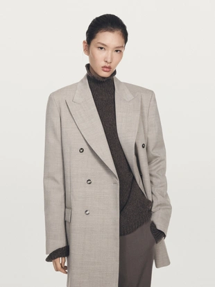 Пиджак с двубортной застежкой из 100% шерсти - LIMITED- Заказать в России