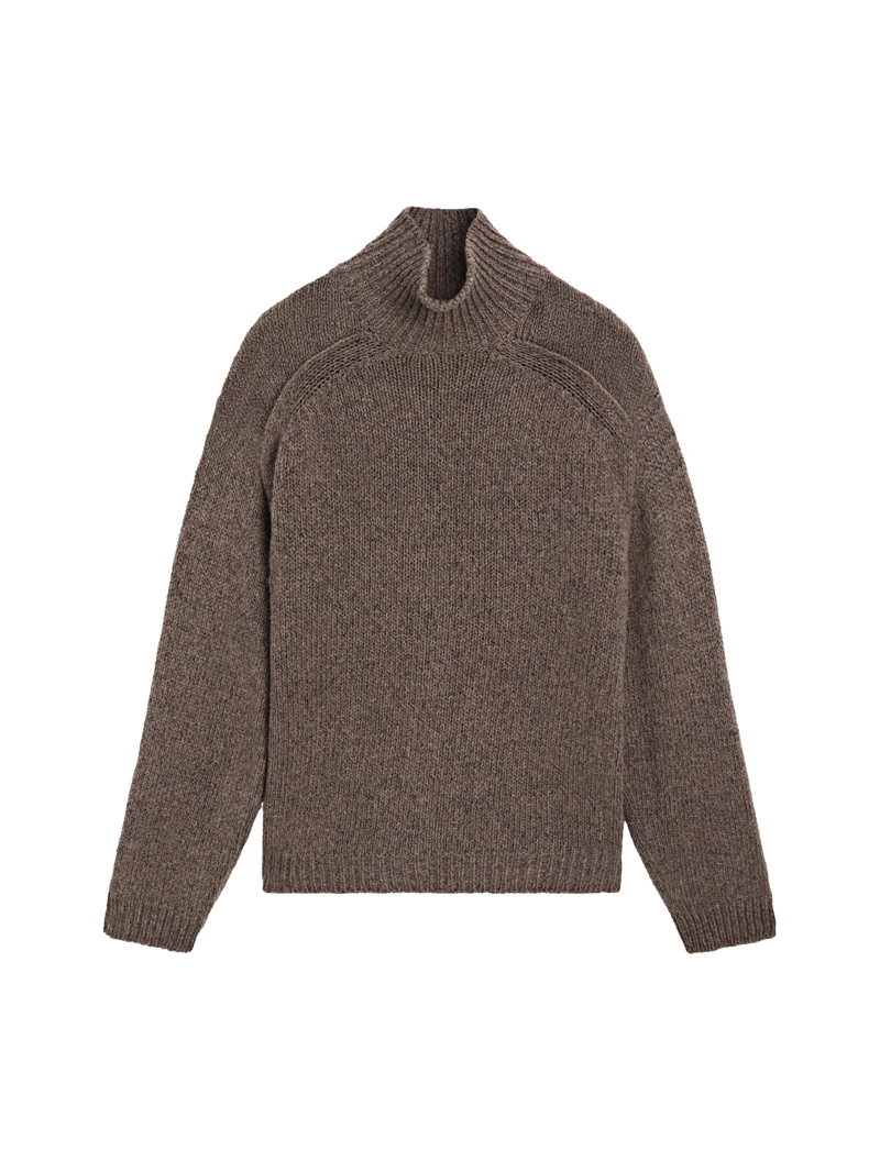Свитер с высоким воротником из меланжевого вязаного полотна - limited
