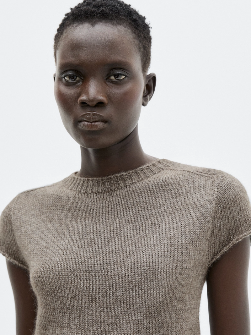 Свитер с короткими рукавами из альпаки и шелка - limited