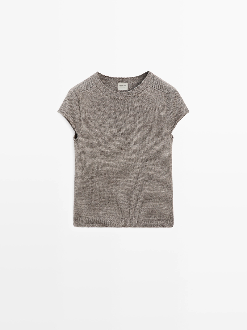 Свитер с короткими рукавами из альпаки и шелка - limited