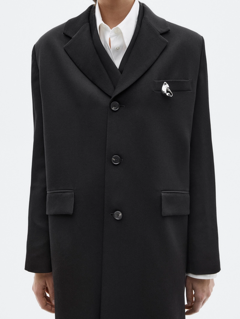 Длинное пальто из 100% шерсти - limited