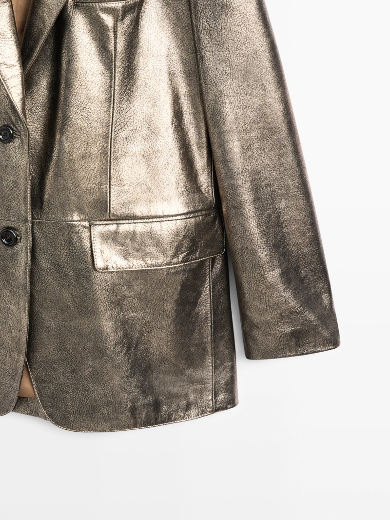 Кожаный блейзер с металлическим покрытием