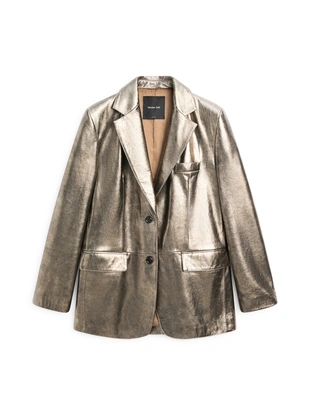 Кожаный блейзер с металлическим покрытием- Заказать в России