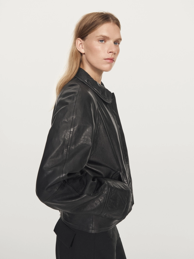 Куртка из овечьей кожи с поясом из натуральной кожи nappa