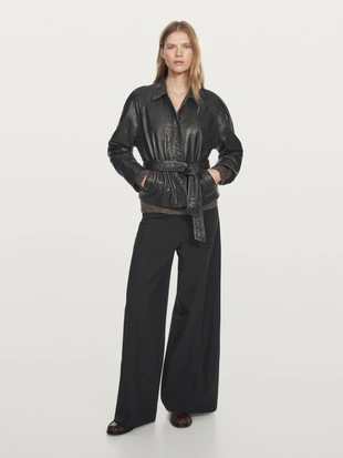 Куртка из овечьей кожи с поясом из натуральной кожи NAPPA- Заказать в России