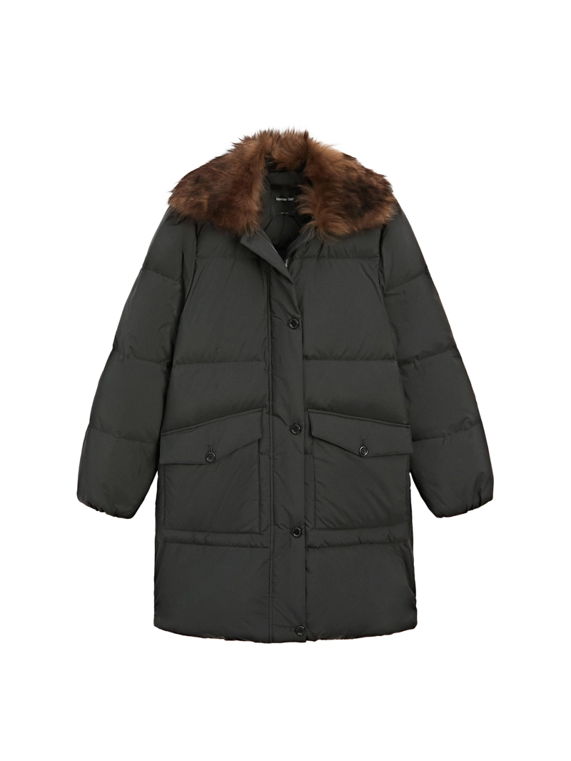 Длинный пуховик с водоотталкивающим воротником