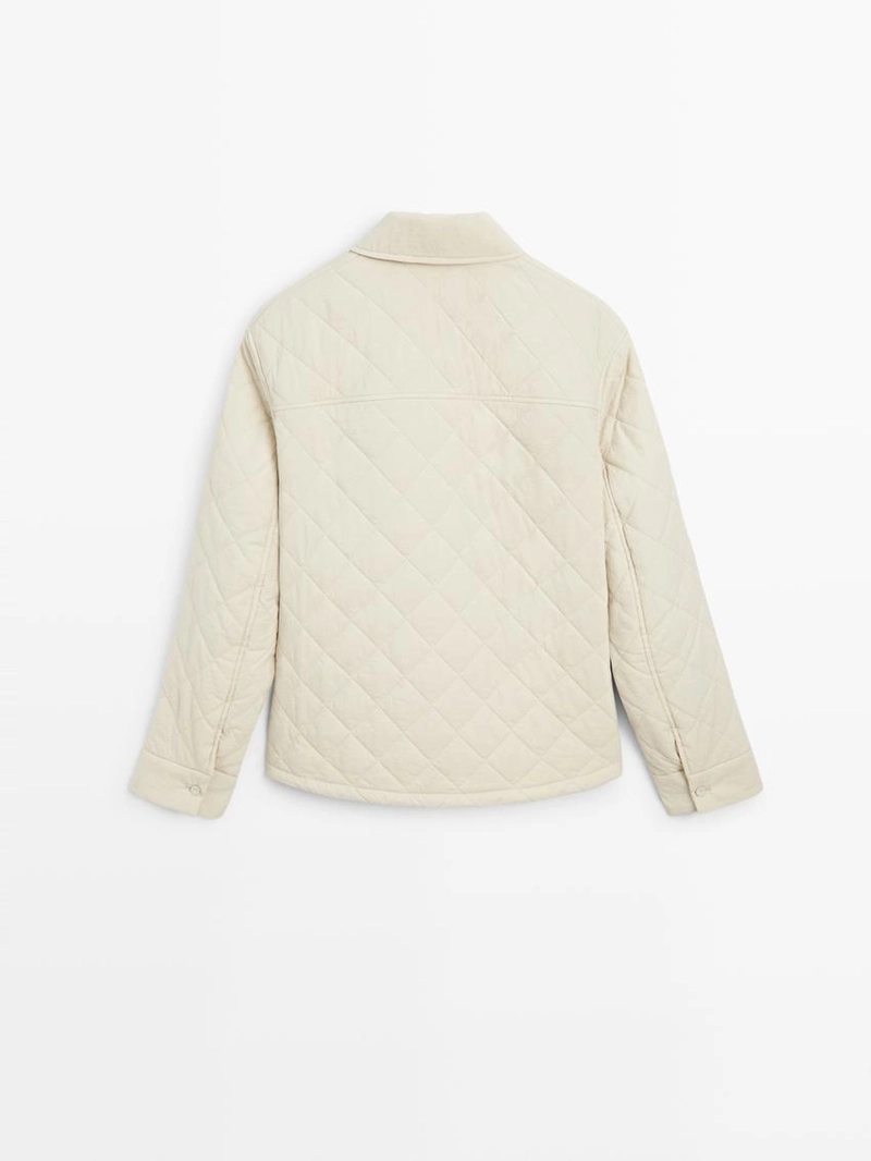 Короткая стеганая куртка с рубашечным воротником