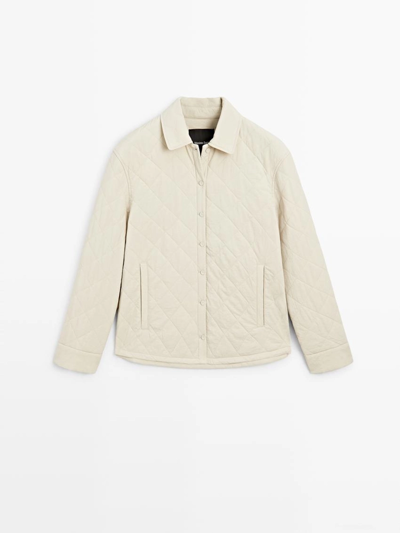 Короткая стеганая куртка с рубашечным воротником