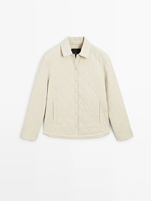 Короткая стеганая куртка с рубашечным воротником- Заказать в России