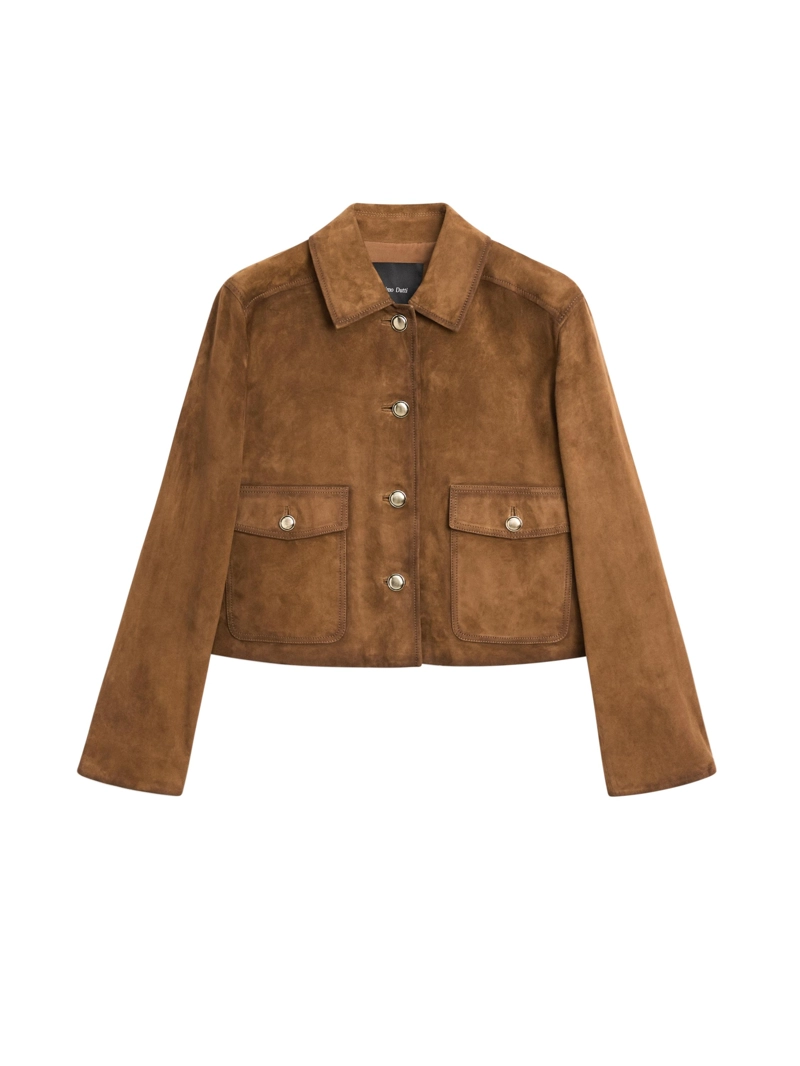 Куртка из замши с пуговицами в золотистом цвете