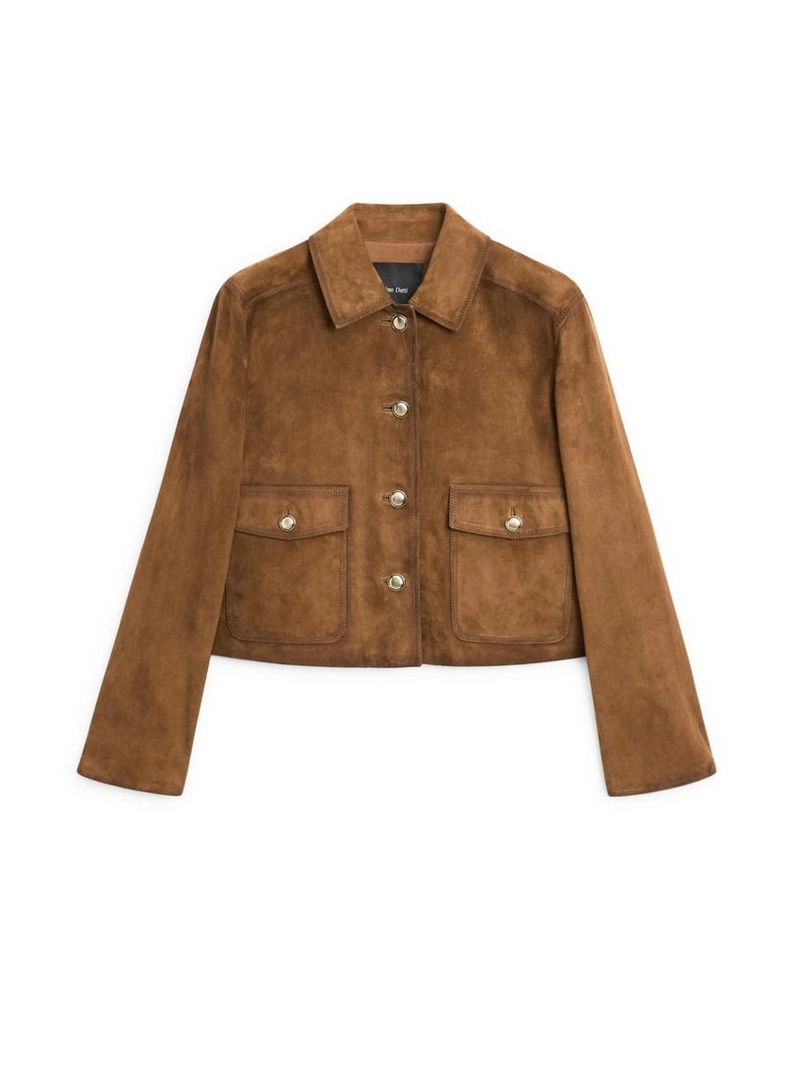 Куртка из замши с пуговицами в золотистом цвете