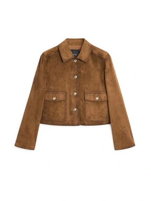 Куртка из замши с пуговицами в золотистом цвете- Заказать в России