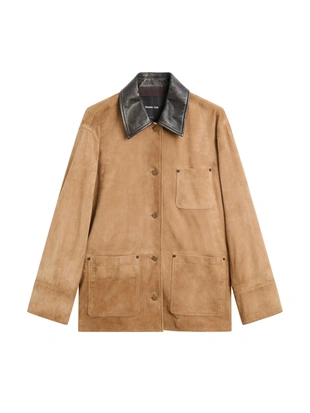 Замшевая куртка с деталями на воротнике- Заказать в России