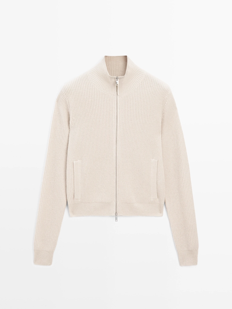 Кардиган с молнией из 100% кашемира