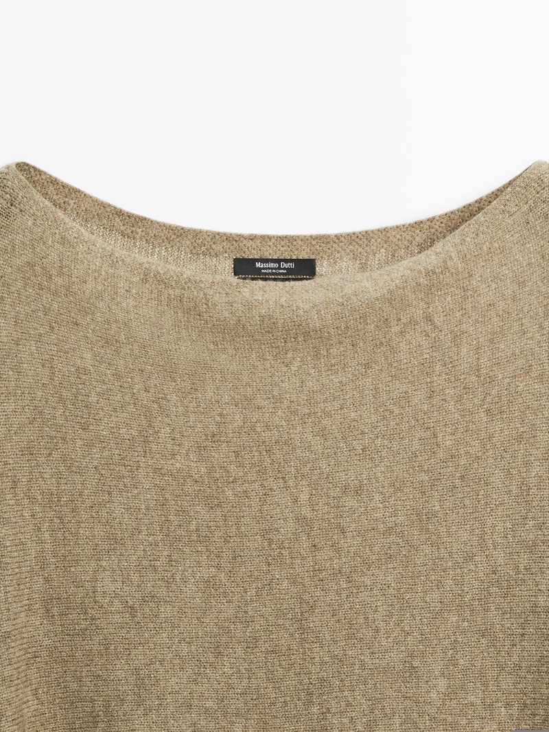 Палантин из 100% шерсти с асимметричным плетением