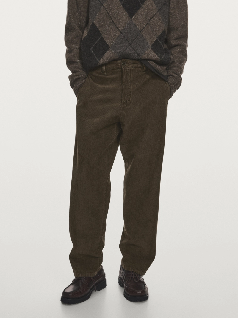 Брюки прямого кроя из вельвета