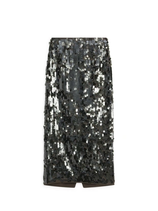 GREEN|5273/507 - Massimo Dutti Юбка миди с пайетками