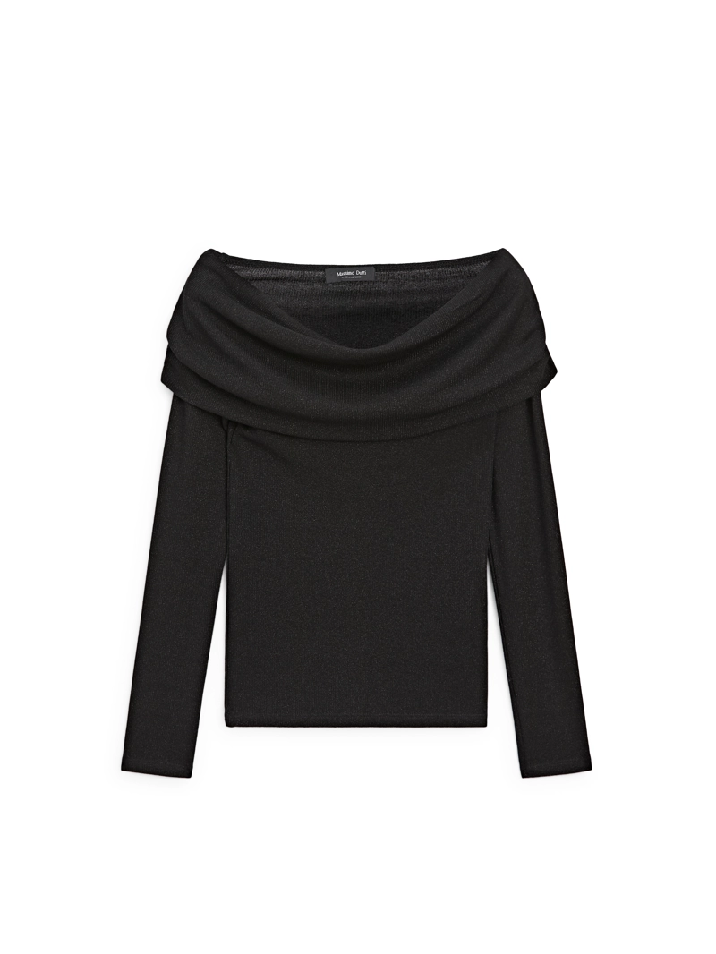 Водолазка с длинным рукавом из ребристой ткани с металлическим оттенком