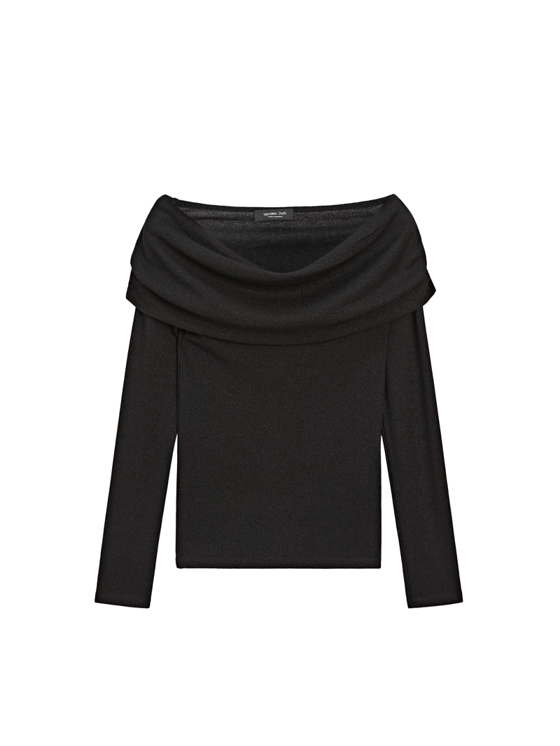 Водолазка с длинным рукавом из ребристой ткани с металлическим оттенком