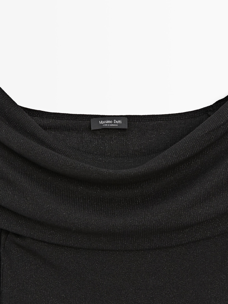 Водолазка с длинным рукавом из ребристой ткани с металлическим оттенком