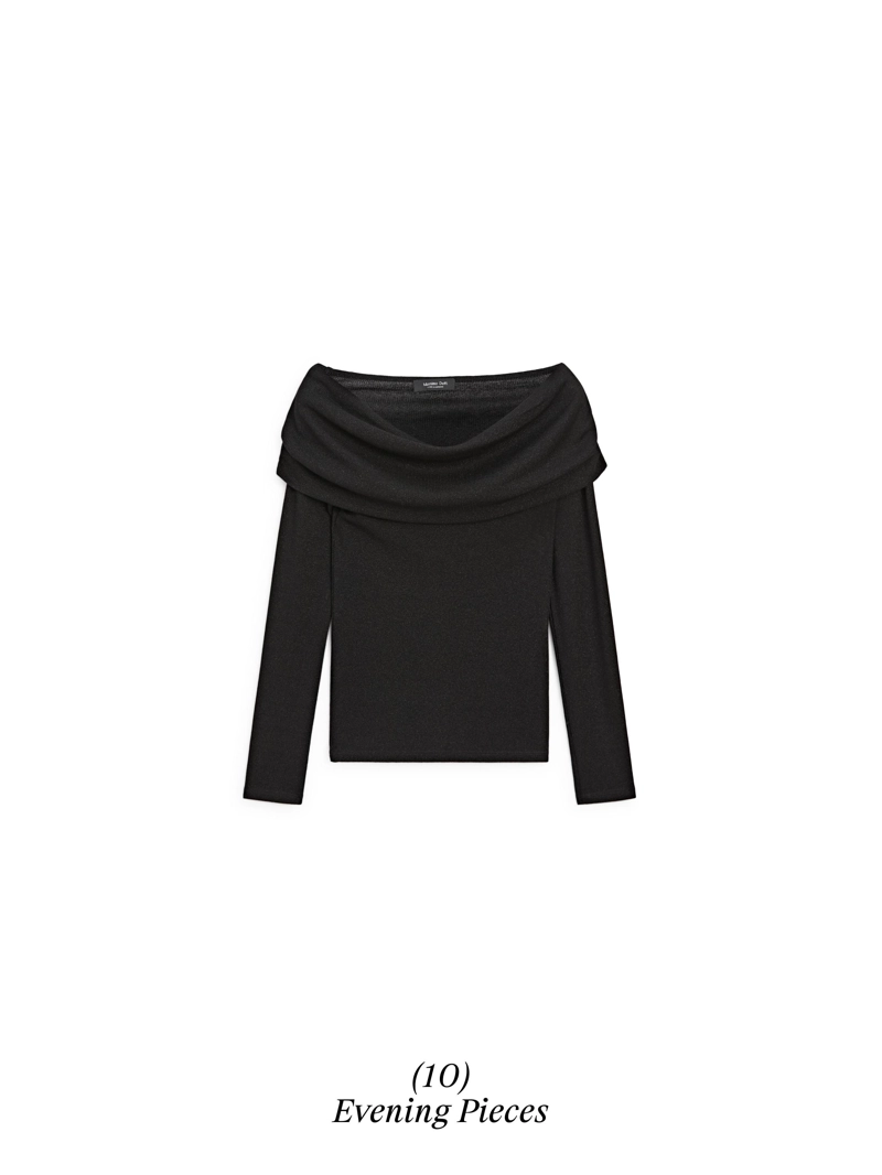 Водолазка с длинным рукавом из ребристой ткани с металлическим оттенком