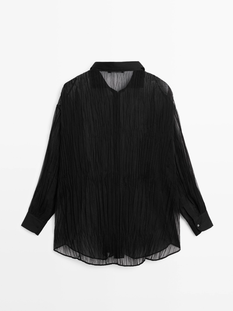 Длинная плиссированная рубашка свободного кроя