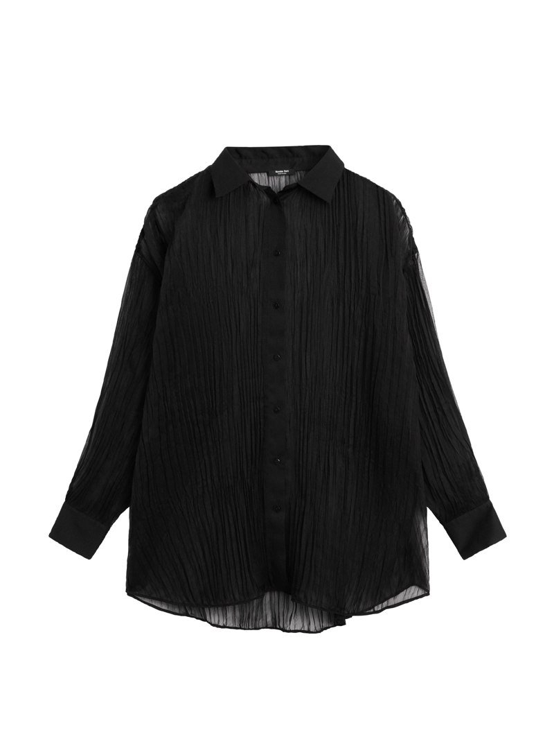 Длинная плиссированная рубашка свободного кроя