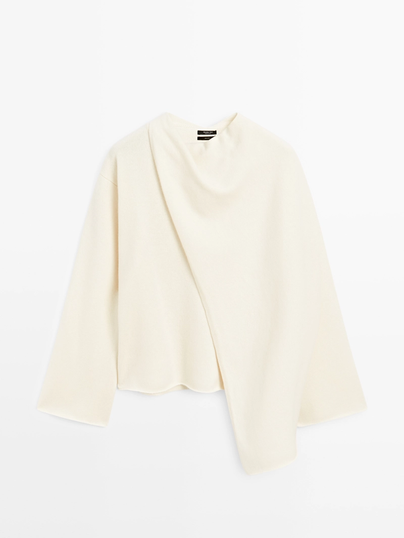 Джемпер из вязаного шерстяного шарфа 100%