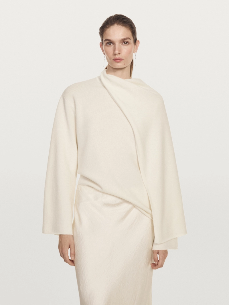 Джемпер из вязаного шерстяного шарфа 100%