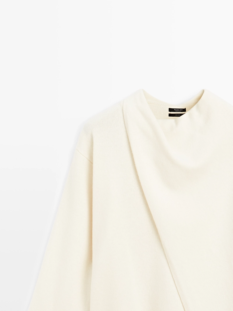 Джемпер из вязаного шерстяного шарфа 100%