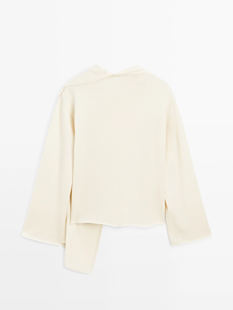 Джемпер из вязаного шерстяного шарфа 100%