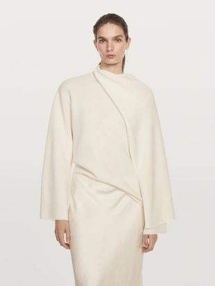 Off white|5756/551 - Massimo Dutti Джемпер из вязаного шерстяного шарфа 100%