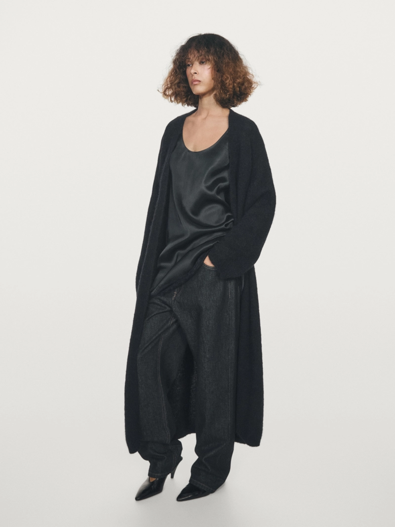 Длинный вязанный кардиган из альпаки