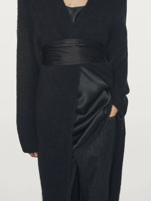 Длинный вязанный кардиган из альпаки- Заказать в России