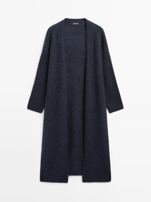 Длинный вязанный кардиган из альпаки- Заказать в России