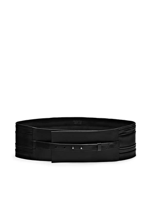 BLACK|6160/643 - Massimo Dutti Пояс из мягкой кожи с защипами