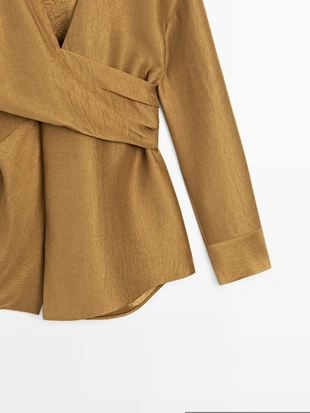 Купить Massimo Dutti Рубашка с поясом и широкими рукавами