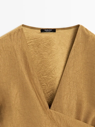 Рубашка с поясом и широкими рукавами- Заказать в России