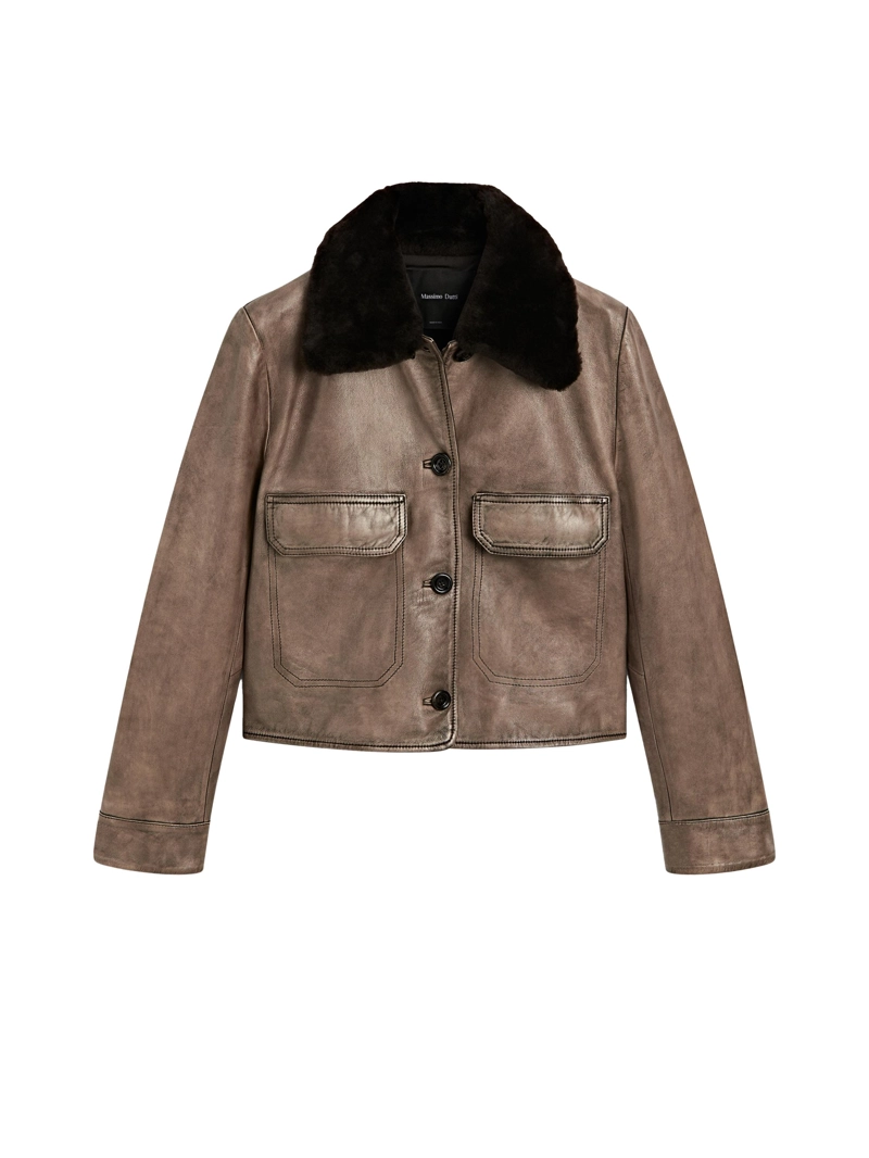 Куртка из овечьей кожи с воротником из меха