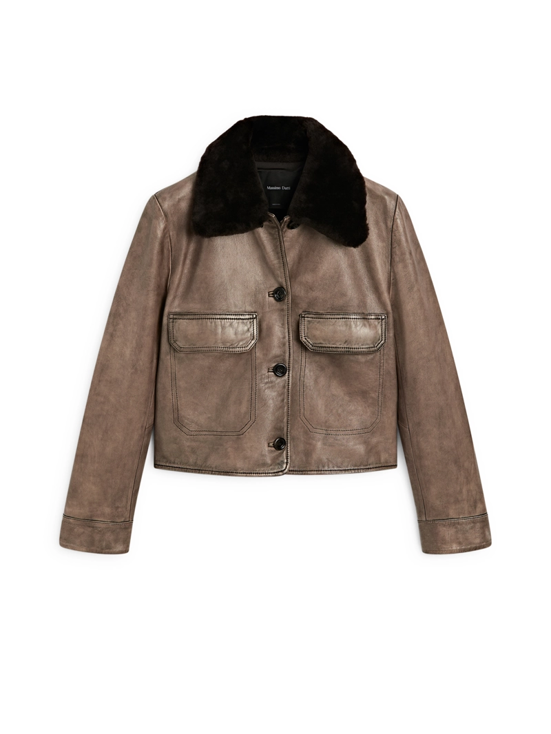 Куртка из овечьей кожи с воротником из меха