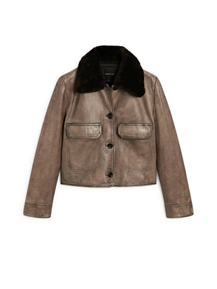 Куртка из овечьей кожи с воротником из меха- Заказать в России