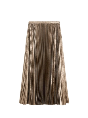 Купить Massimo Dutti Юбка-миди со складками и металлическим эффектом