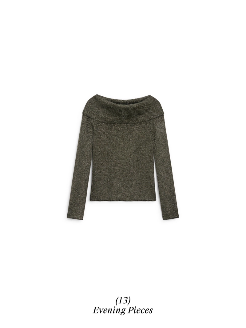 Вязанный свитер с металлическим оттенком на плече