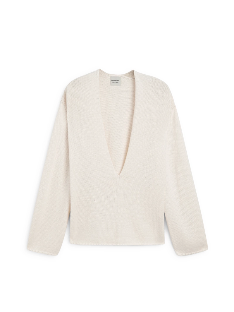 Свитер v-образный из альпаки и шелка - limited