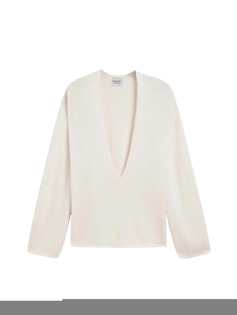 Свитер v-образный из альпаки и шелка - limited