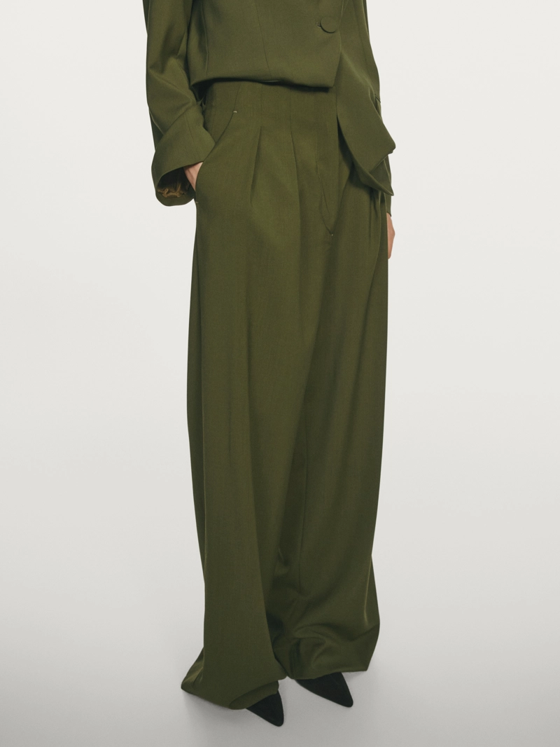 Широкие брюки со стрелками из 100% шерсти - studio