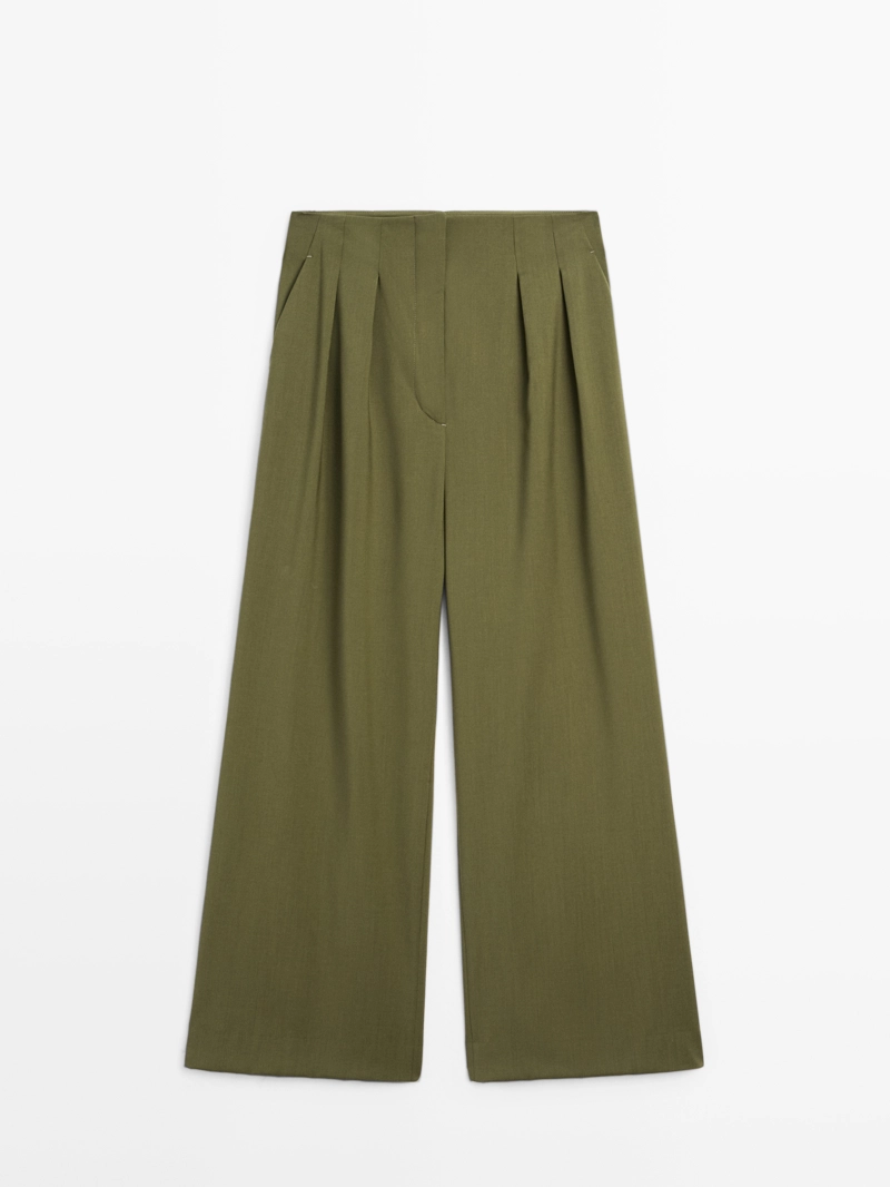 Широкие брюки со стрелками из 100% шерсти - studio