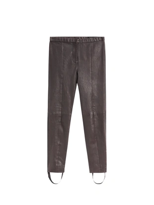 Кожаные леггинсы из овечьей кожи с деталями на резинке- Заказать в России