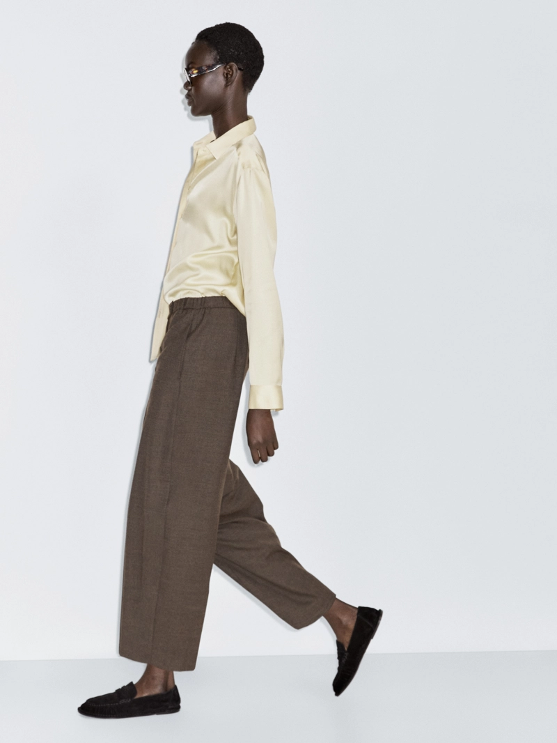 Брюки из шерстяной смеси в посадке бочонок