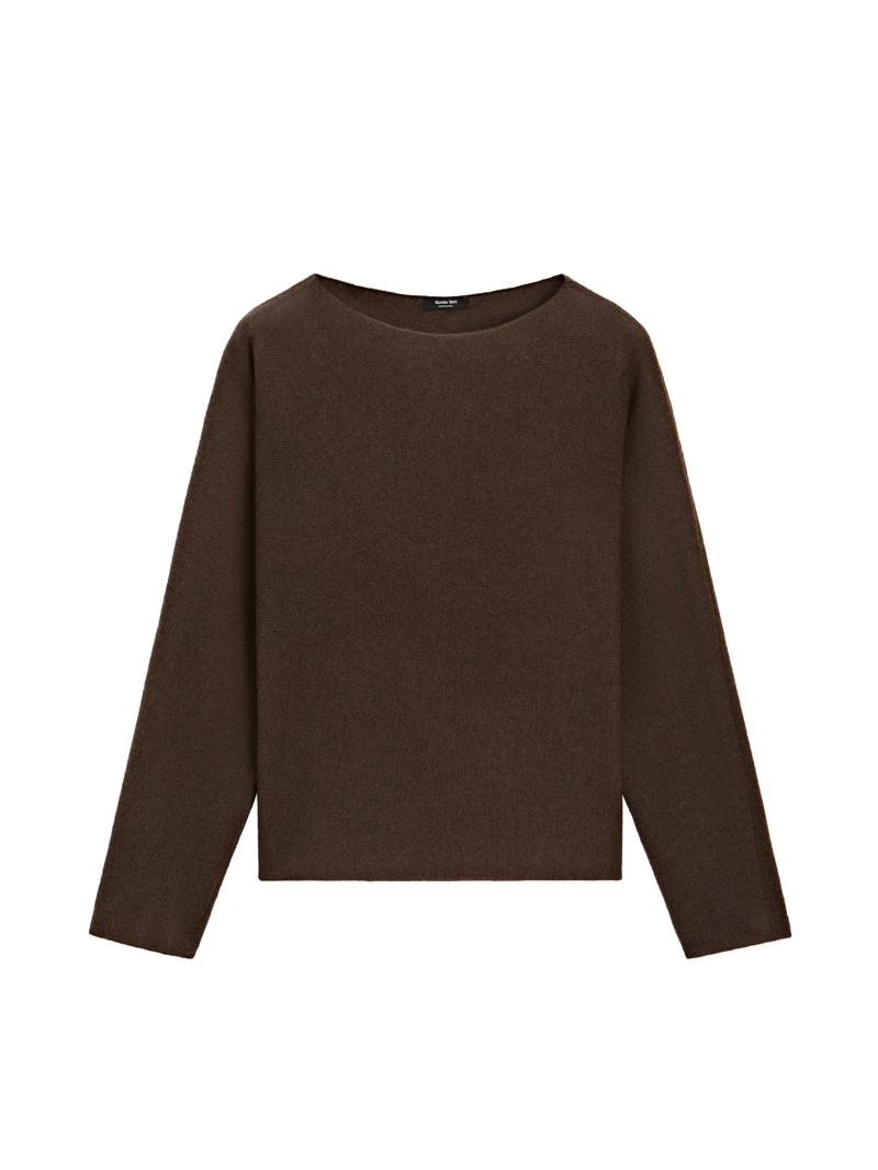 Свитер с лодочным вырезом из вязаного полотна